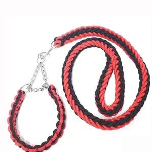 [셀러에이드]트위스트 목줄 리드줄 강아지줄 대형견용 레드블랙 개줄 산책줄