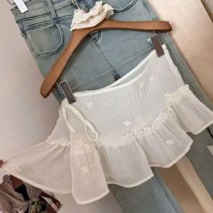 [하프클럽/]여성 청바지 스커트 시즌 시스루레이어링 룩 미니스커트 바디핏