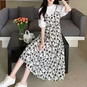 [하프클럽/]소개팅 레이어드 뷔스티에 플라워 원피스 티 일체형