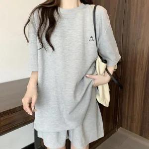 [라일리여성의류] Rly 트레이닝셋업 무지반팔 홈웨어 세트 반팔 여름