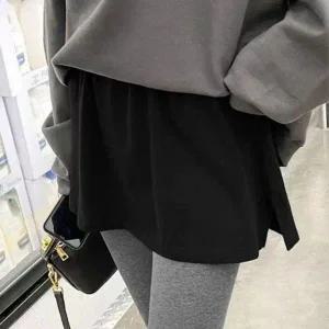 [하프클럽/]여성용 고무줄 미니스커트 레이어링 레이디 미니스커트 검정 모