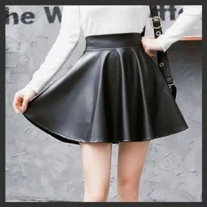 [하프클럽/]플레어핏 인조가죽 허리밴딩 롱스커트 플레어스커트 미니 겨울