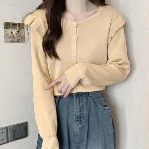 [하프클럽/셀러허브_여성트랜드패션]Rly 오버핏가디건 어깨 러블리 프릴 크