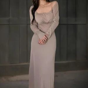 [하프클럽/]여성 끈 롱원피스 볼레로 가디건 세트 셔링 글램 스타일