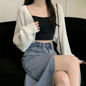 [하프클럽/]볼레로가디건 시즌 핫아이템 데일리룩 자켓 카디건 여자메쉬 가