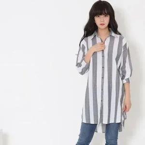[하프클럽/]레이디맥시 셔츠 올데이 굵은줄 루즈핏 줄무늬 오버사이즈 남방
