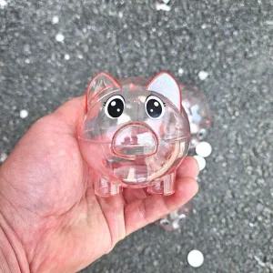 귀여운 투명 핑크 돼지 미니 저금통