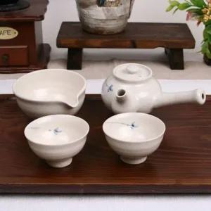 청화 베이지 2인 다기세트 예쁜잔 찻잔