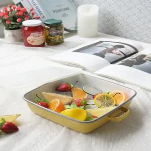 건강 정사각 오븐트레이 옐로우 오븐 용기 주방 업소 용품 다용도