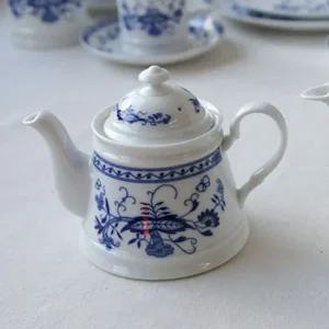 도자기티포트 코발트블루 쯔비벨무스터 티포트 소 400ml 1P 도자기 도자기티팟