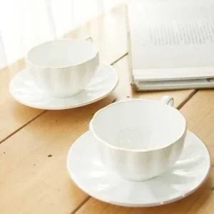 커피잔 화이트 골드 호박 2인 세트 1P 찻잔 티컵 라떼잔