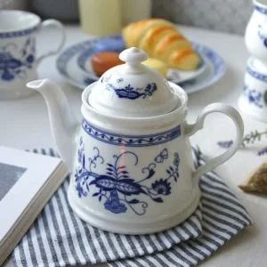 도자기티포트 코발트블루 쯔비벨무스터 티포트 대 750ml 1P 도자기 도자기티팟