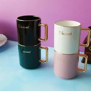 커피잔세트 골드라인 모던 도자기 머그컵 2P 세트 집들이 선물