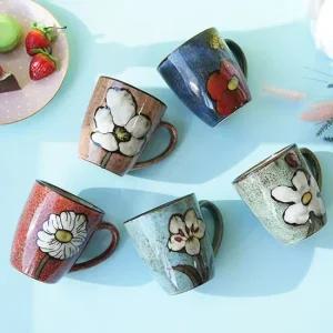 커피잔세트 핸드페인팅 빅플라워 도자기 머그컵 5P 세트 커피잔