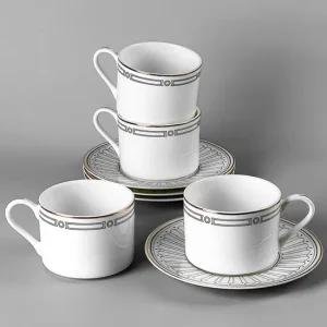 MIR 본차이나 커피잔 호캉스 4인조 8p) 골드라인 컵앤소서 찻잔 선물세트