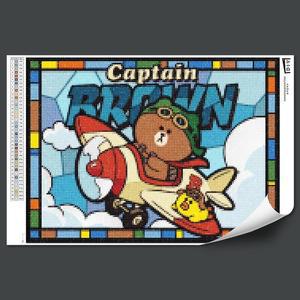 [JHQS8NYT_52AG]보석십자수 라인프렌즈 캡틴브라운 38X52