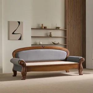 파로마 엘르베 아프리칸 월넛 원목 흙소파 3인용 고급 황토볼 보