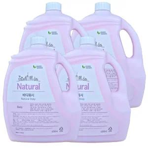 대용량 내추럴 바디워시(4.2kg x4개) 1박스 샴푸 린스 겸용 업소용 사우나 헬스장 호텔 모텔 펜션