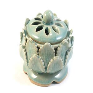 청자 연꽃 향로 (중)  /  향꽂이 제사용품 제기 청자향로  기도 명상