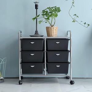 미드센츄리 모던 크롬 이동식 더블 3단 서랍 트롤리 2colors