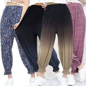 여름 시원한 쿨 냉감 밑단주름 몸빼바지 이단주름 빅사이즈 아이스 엄마옷 작업복 플리츠 배기 무지개 조거팬츠 꽃무늬 촌캉스룩