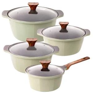 글램레트로 4종 냄비 세트 편수 18 양수 20 22 24 알루미늄 통 주물 / 가스용