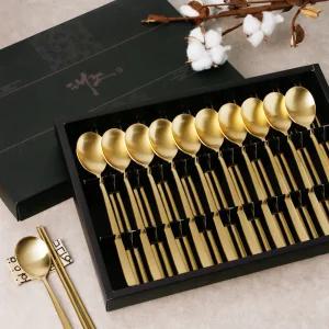 티타늄 골드 매트 수저세트 10벌 젓가락 숟가락 업소용 한식