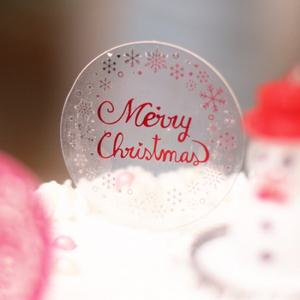 크리스마스 케익 장식 원형눈꽃 30개입 / 케이크 데코 픽 택 픽스 토퍼 만들기