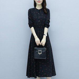 [브이너스]로데[8055]-헨리넥 버튼 미니 플라워 원피스