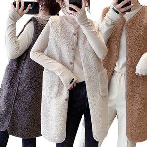 여성 양털 롱조끼 겨울 조끼 가을 베스트 여자 후리스 뽀글이