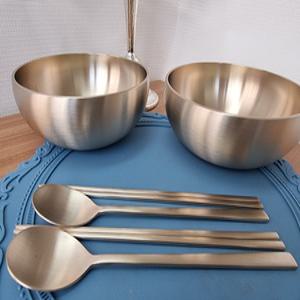 방짜유기 옥면기(기본) 수저세트(면기2p+수저2벌)