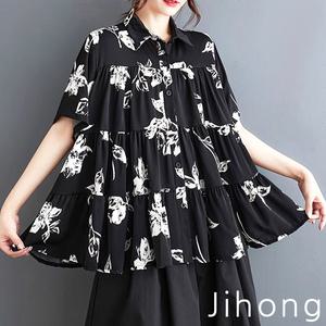 지홍 241 빅사이즈 블라우스 티 모음 오버핏 빅사이즈/레이온/쉬폰/플레어/꽃무늬/체크