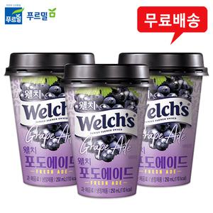 푸르밀 웰치포도에이드 250mLx10컵/100%과즙/무배