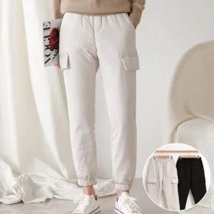여성 패딩 바지 밴딩 팬츠 무지 솜 조거 카고 방한 빅사이즈 겨울 트레이닝