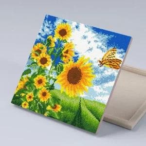 [아트박스]/아이러브페인팅 DIY캔버스형 보석십자수 30x30cm 해바라기와 나비