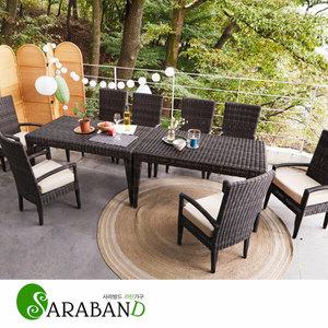 사라방드 스마랑 인조라탄 10인 야외테이블 세트 2700/정원테이블/펜션리조트호텔가구/카페테이블/테라스