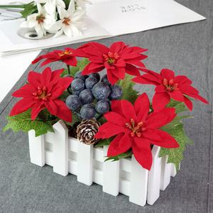 블랙 베리 포인세티아 울타리화분 조화 크리스마스 소품