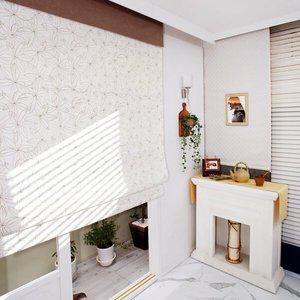 린넨 100% 블룸 브라운 로만쉐이드 130x170cm