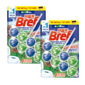 브레프 파워액티브 파워볼 변기세정제 파인 포레스트 50g x2입 x2개