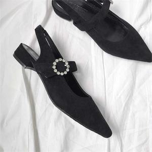 [오노마] ONM 여성 스트랩 정장 구두 발편한 로우힐 스웨이드 슈즈