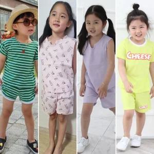 아동 상하복세트 여름 린넨 인견 면 아기 유아 반팔 나시 반바지 남자 여자 국내산
