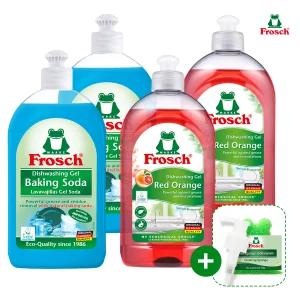 프로쉬 주방세제 4개(소다2+레드오렌지2+펌프+수세미)