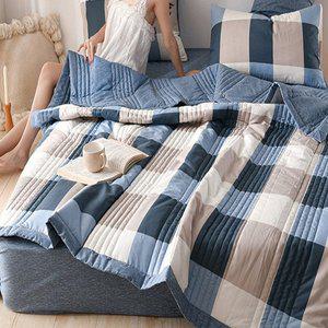 [기타]먼지없는이불 사계절 간절기 차렵이불 부드러운 체크 펜션 손님용 이불 K