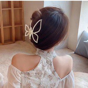 [기타]메탈나비 진주헤어핀 올림머리 헤어집게핀