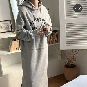 [하프클럽/보리맘]기모 캥거루 후드 겨울 빅사이즈 롱 원피스