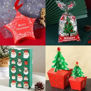 크리스마스 선물 포장 상자 사탕 쿠키 간식 구디백 답례품 케이스 스티커 미니 트리 박스