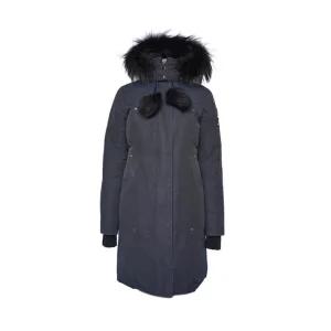 [중고명품] 55 FW 네이비 구스다운 스틸링 블랙 퍼 후드 파카 코트