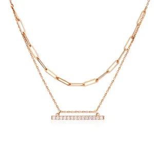 [비앤비골드] 14K 더블 클립체인 레이어드 스틱바 목걸이 MNN38909