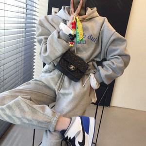 캥거루 포켓 오버핏 레터링 기모 후드 조거 트레이닝 세트 (3color)