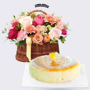 보은 꽃바구니 + 뚜레쥬르 치즈 케이크 꽃배달 꽃배송